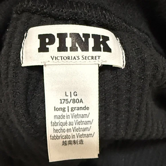 PINK Victoria's Secret Ribbed Black Wide Leg Pants - Picture 2 of 6